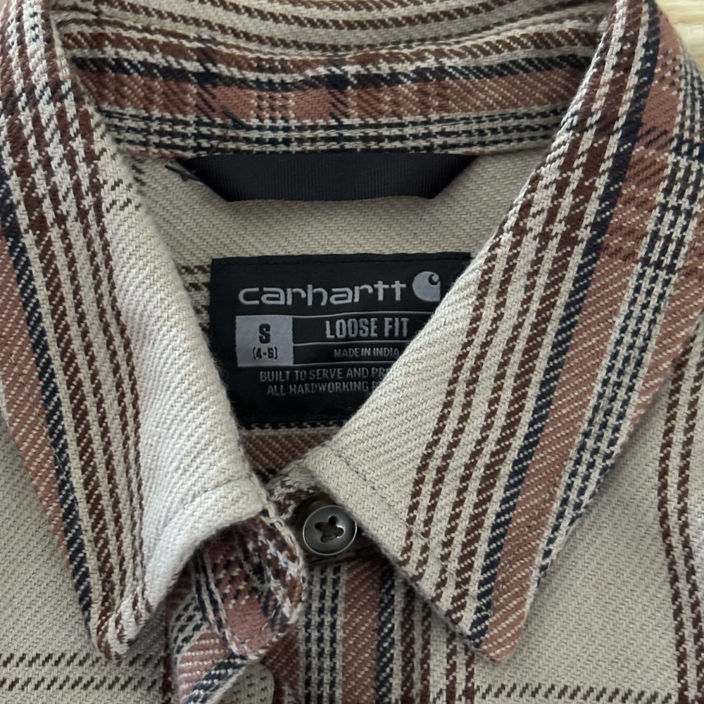 Carhartt Nutmeg Plaid Heavyweight Overshirt Jacket Button Down Oversized - Picture 5 of 5